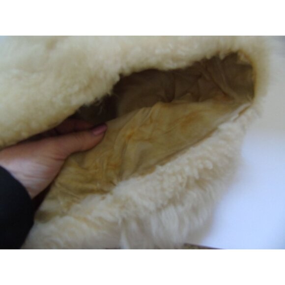 Vtg Lamb Wool Hat Beige Cossack 1950\'s Fully Lined 22\